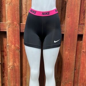 Nike Women's Black Shorts with Pink Waistband Size M
